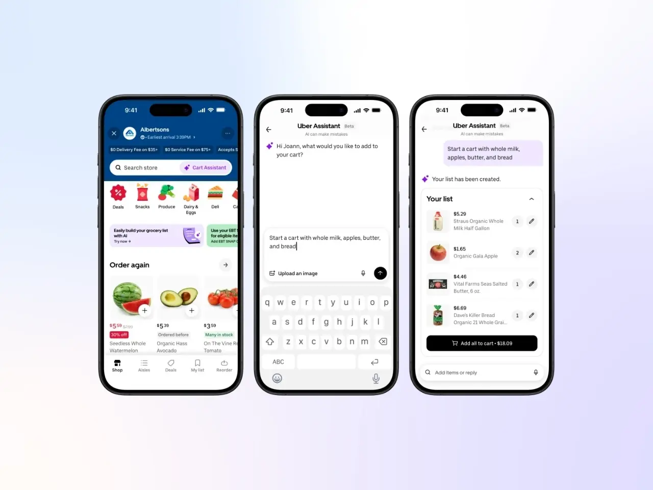 Uber Eats تطلق مساعد ذكي لإنشاء سلة التسوق بالصور والنصوص
