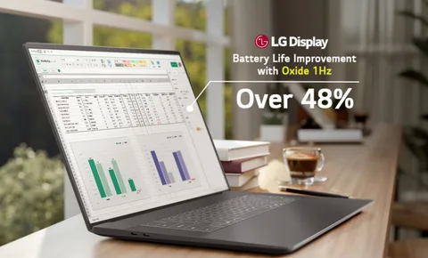 شاشات LCD المتطورة من LG تستخدم تقنية الأكسيد لتحسين كفاءة استهلاك الطاقة في الحواسيب المحمولة